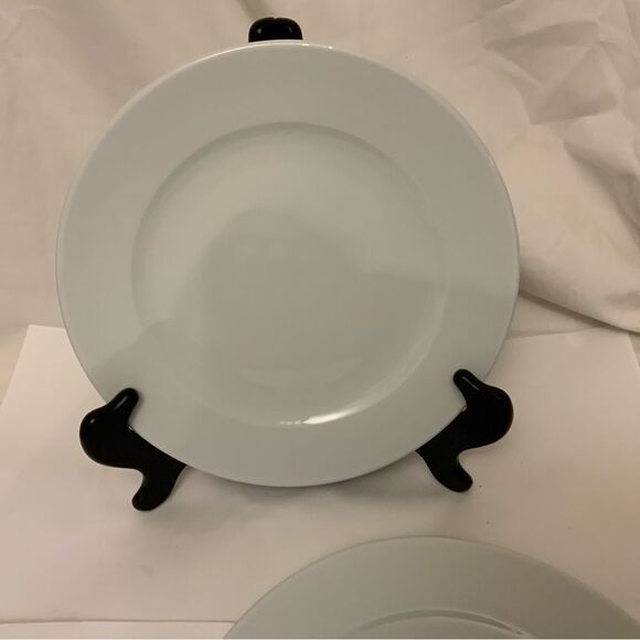 New Sur la Table Turkey WHITE Rim Dinner Plate 10 5/8" set of 2 - Picture 3 of 6